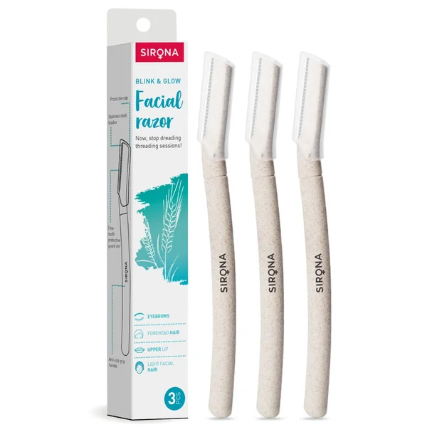 Sirona Blink &amp; Glow Facial Razor For Women, 3 Count, Pack of 1