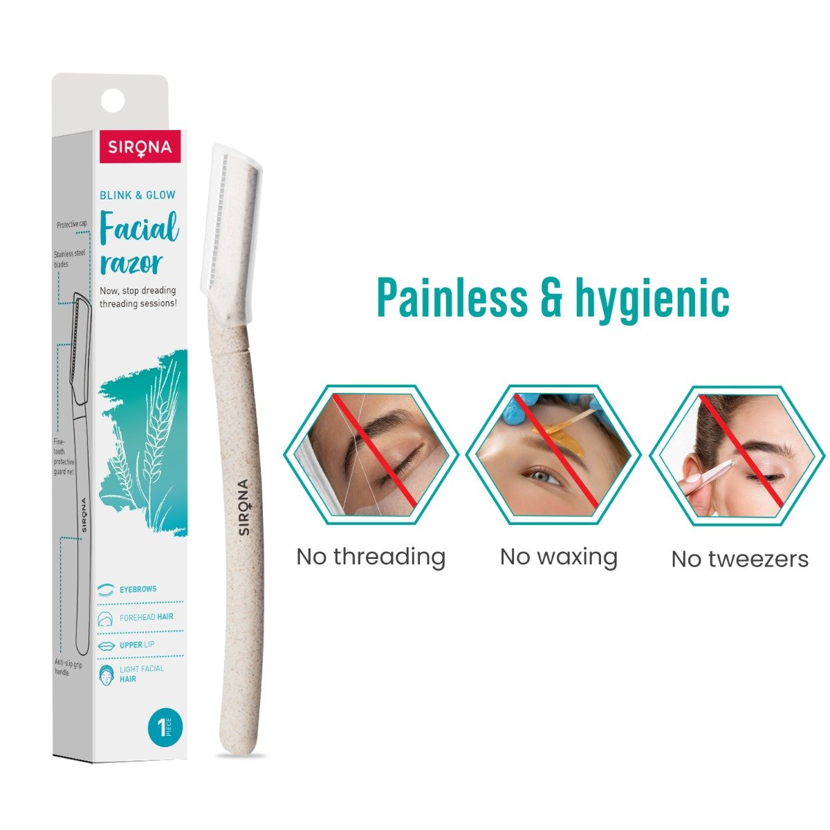 Sirona Blink & Glow Facial Razor For Women, 3 Count, Pack of 1 Sirona Blink & Glow Facial Razor For Women, 3 Count, Pack of 1