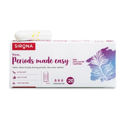 Sirona Now Periods Made Easy Regular Flow Tampons, 20 Count, Pack of 1