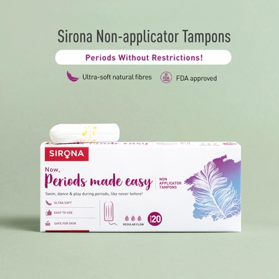 Sirona Now Periods Made Easy Regular Flow Tampons, 20 Count, Pack of 1