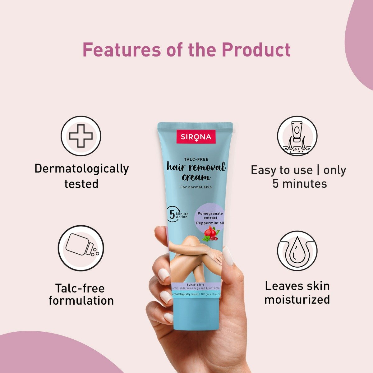 Sirona Hair Removal Cream for Normal Skin, 100 gm, Pack of 1 Sirona Hair Removal Cream for Normal Skin, 100 gm, Pack of 1