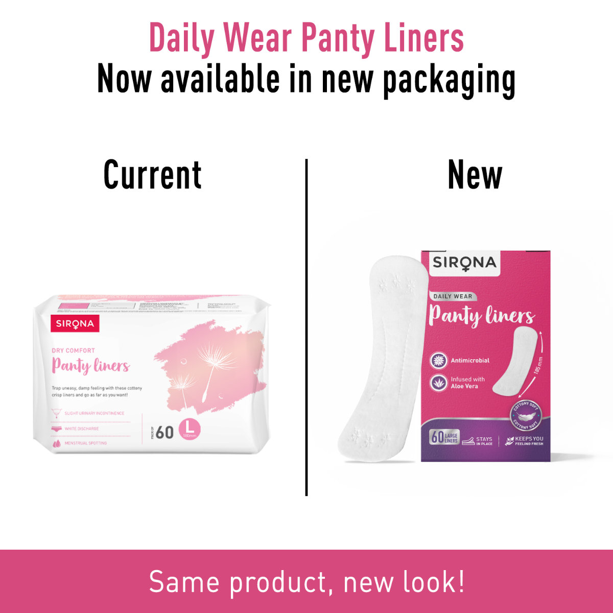 Sirona Daily Wear Panty Liners Large, 60 Count, Pack of 1 Sirona Daily Wear Panty Liners Large, 60 Count, Pack of 1