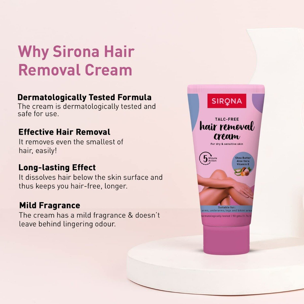 Sirona Hair Removal Cream for Dry & Sensitive Skin, 50 gm, Pack of 1 Sirona Hair Removal Cream for Dry & Sensitive Skin, 50 gm, Pack of 1