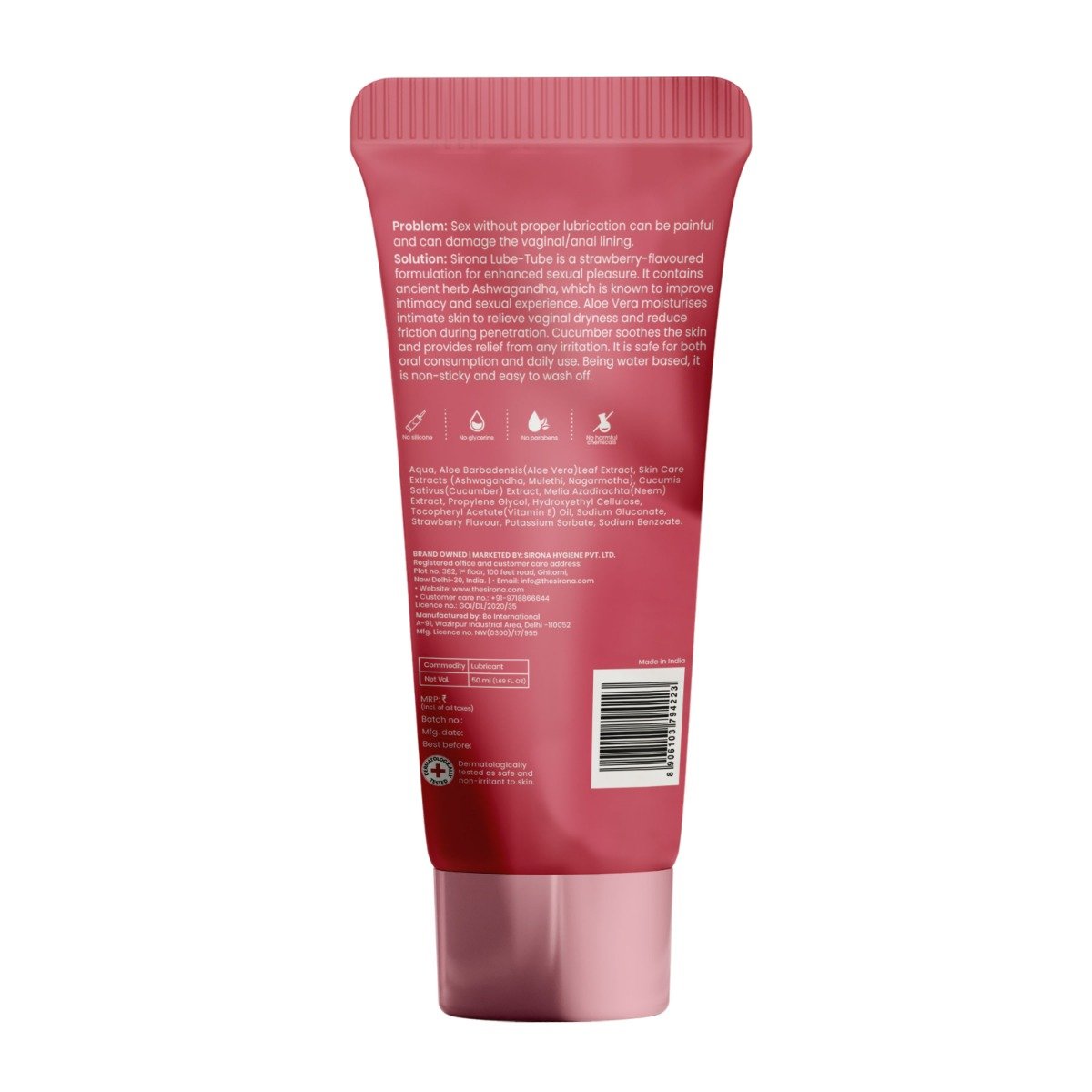 Sirona Lube-tube Strawberry Flavour Lubricant Gel, 50 ml, Pack of 1 Sirona Lube-tube Strawberry Flavour Lubricant Gel, 50 ml, Pack of 1