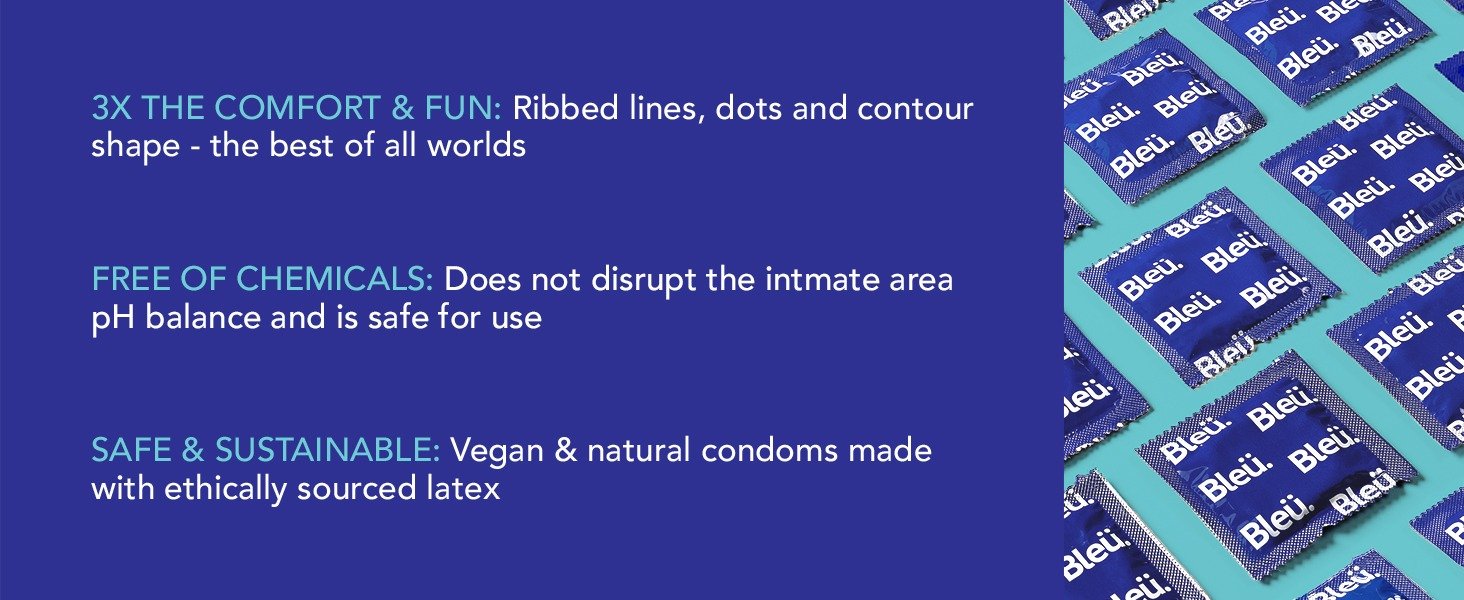 Sirona Bleu 3-In-1 Ribbed & Dotted Condoms with 100% Natural Latex for Extra Sensitive Skin, 8 Count, Pack of 1 Sirona Bleu 3-In-1 Ribbed & Dotted Condoms with 100% Natural Latex for Extra Sensitive Skin, 8 Count, Pack of 1