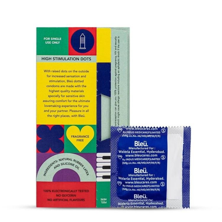 Sirona Bleu Dotted Condoms with 100% Natural Latex for Extra Sensitive Skin, 8 Count, Pack of 1 Sirona Bleu Dotted Condoms with 100% Natural Latex for Extra Sensitive Skin, 8 Count, Pack of 1