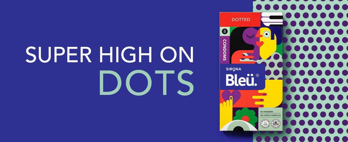 Sirona Bleu Dotted Condoms with 100% Natural Latex for Extra Sensitive Skin, 8 Count, Pack of 1 Sirona Bleu Dotted Condoms with 100% Natural Latex for Extra Sensitive Skin, 8 Count, Pack of 1