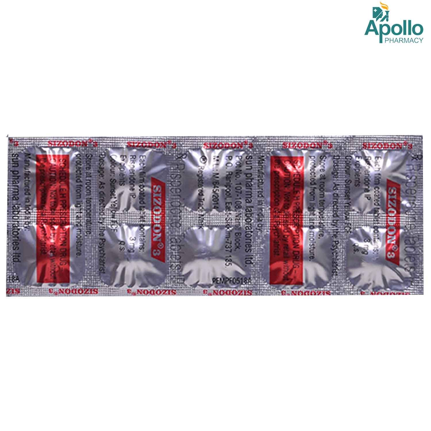 Sizodon 3 Tablet 10's, Pack of 10 TABLETS Sizodon 3 Tablet 10's, Pack of 10 TABLETS