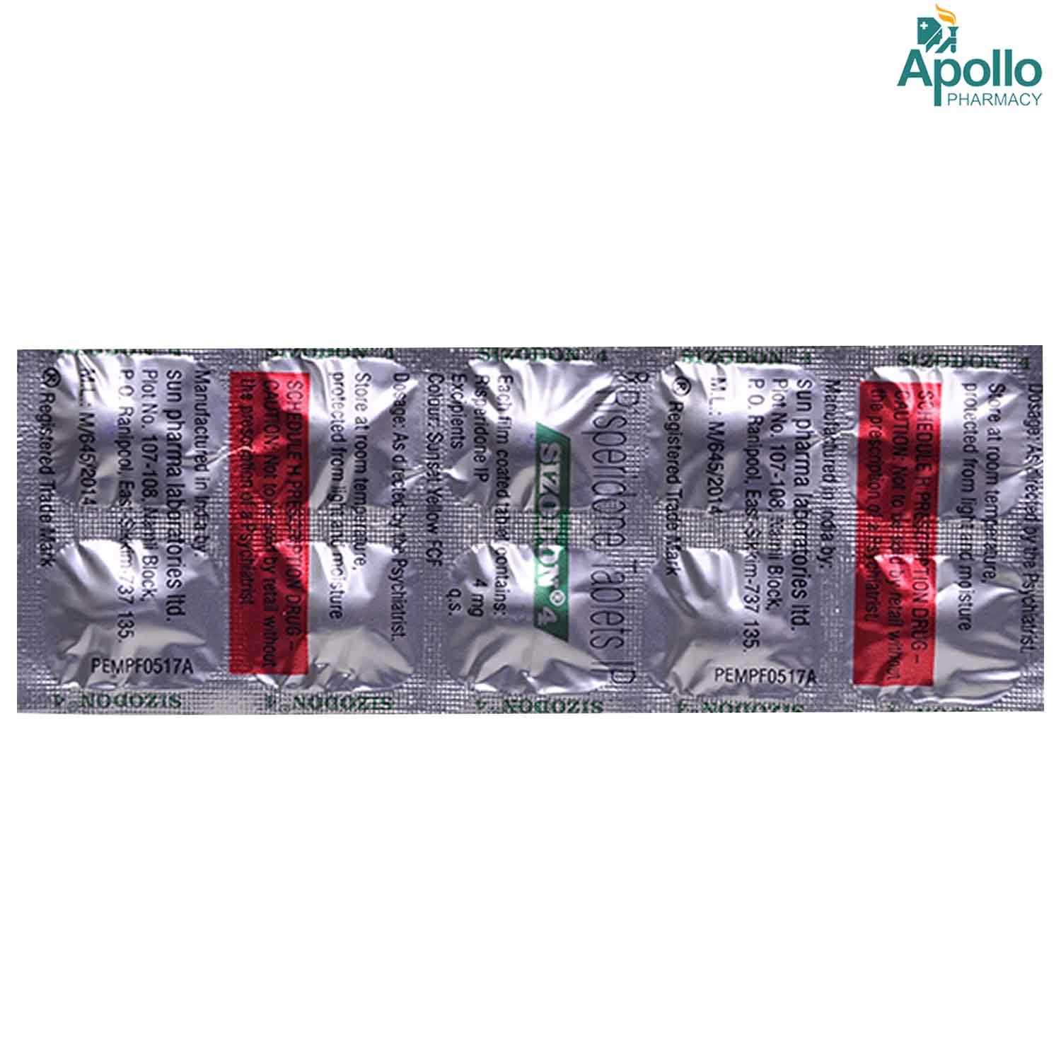 Sizodon 4 Tablet 10's, Pack of 10 TABLETS Sizodon 4 Tablet 10's, Pack of 10 TABLETS