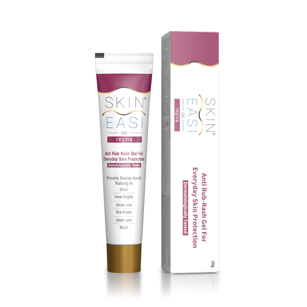 SkinEasi Regina Gel 20 gm | Prevent Rashes Due To Rubbing | Long Lasting Protection For 8Hrs | Non Greasy | Water Repellent | For Women | For All Skin Type, Pack of 1 SkinEasi Regina Gel 20 gm | Prevent Rashes Due To Rubbing | Long Lasting Protection For 8Hrs | Non Greasy | Water Repellent | For Women | For All Skin Type, Pack of 1