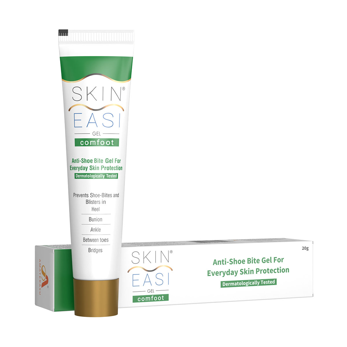SkinEasi Comfoot Anti Shoe-Bite Gel 20 gm | Prevents Shoe Bites & Blister | Sweat Proof | Water Repellent | Non Greasy | For All Skin Type, Pack of 1 SkinEasi Comfoot Anti Shoe-Bite Gel 20 gm | Prevents Shoe Bites & Blister | Sweat Proof | Water Repellent | Non Greasy | For All Skin Type, Pack of 1