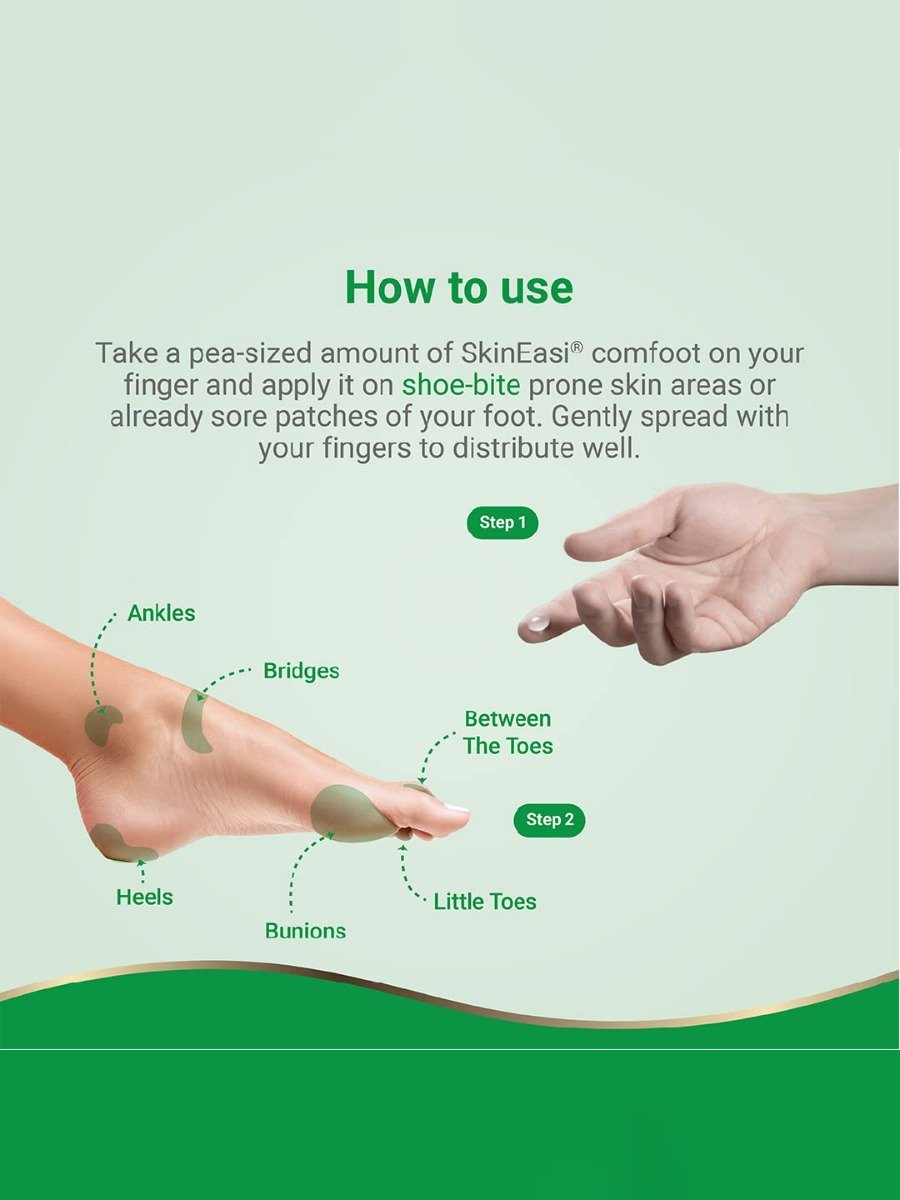 SkinEasi Comfoot Anti Shoe-Bite Gel 20 gm | Prevents Shoe Bites & Blister | Sweat Proof | Water Repellent | Non Greasy | For All Skin Type, Pack of 1 SkinEasi Comfoot Anti Shoe-Bite Gel 20 gm | Prevents Shoe Bites & Blister | Sweat Proof | Water Repellent | Non Greasy | For All Skin Type, Pack of 1