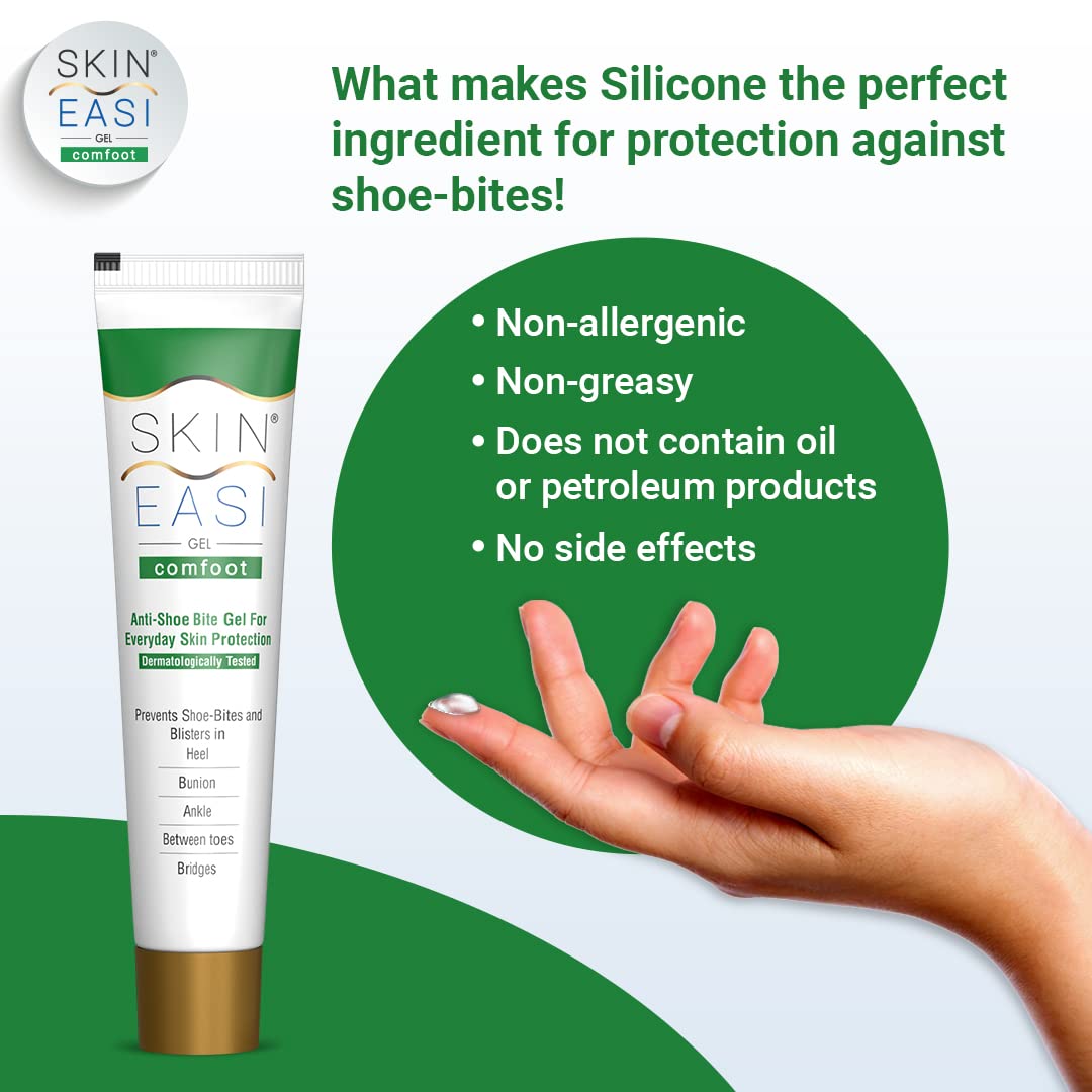 SkinEasi Comfoot Anti Shoe-Bite Gel 20 gm | Prevents Shoe Bites & Blister | Sweat Proof | Water Repellent | Non Greasy | For All Skin Type, Pack of 1 SkinEasi Comfoot Anti Shoe-Bite Gel 20 gm | Prevents Shoe Bites & Blister | Sweat Proof | Water Repellent | Non Greasy | For All Skin Type, Pack of 1
