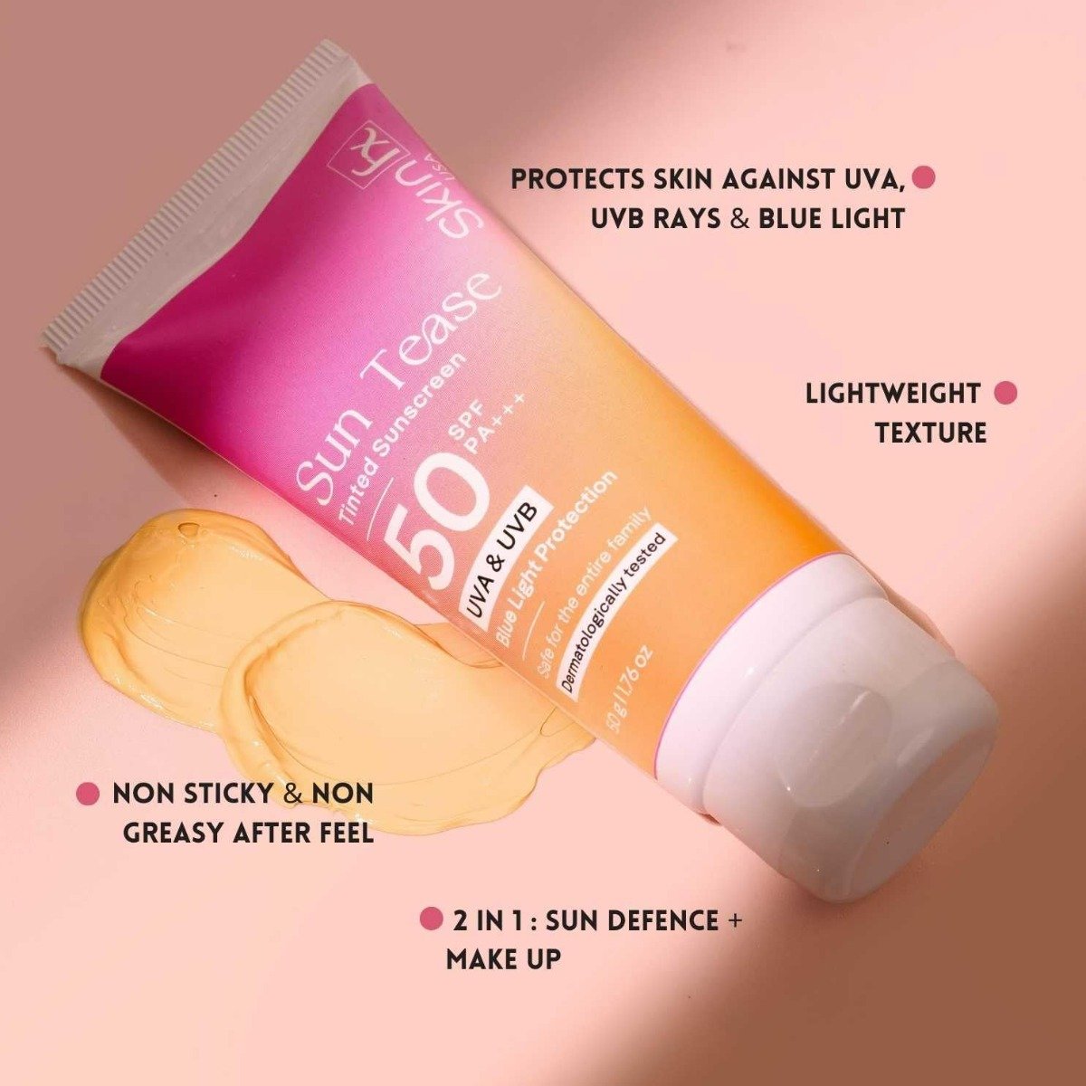 Skinfx Sun Tease Matte SPF 50 PA +++ Tinted Sunscreen, 50 gm, Pack of 1 Skinfx Sun Tease Matte SPF 50 PA +++ Tinted Sunscreen, 50 gm, Pack of 1