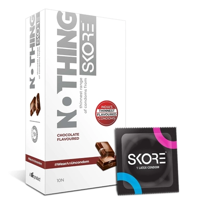 Skore Nothing Chocolate Flavour Condoms, 10 Count, Pack of 1