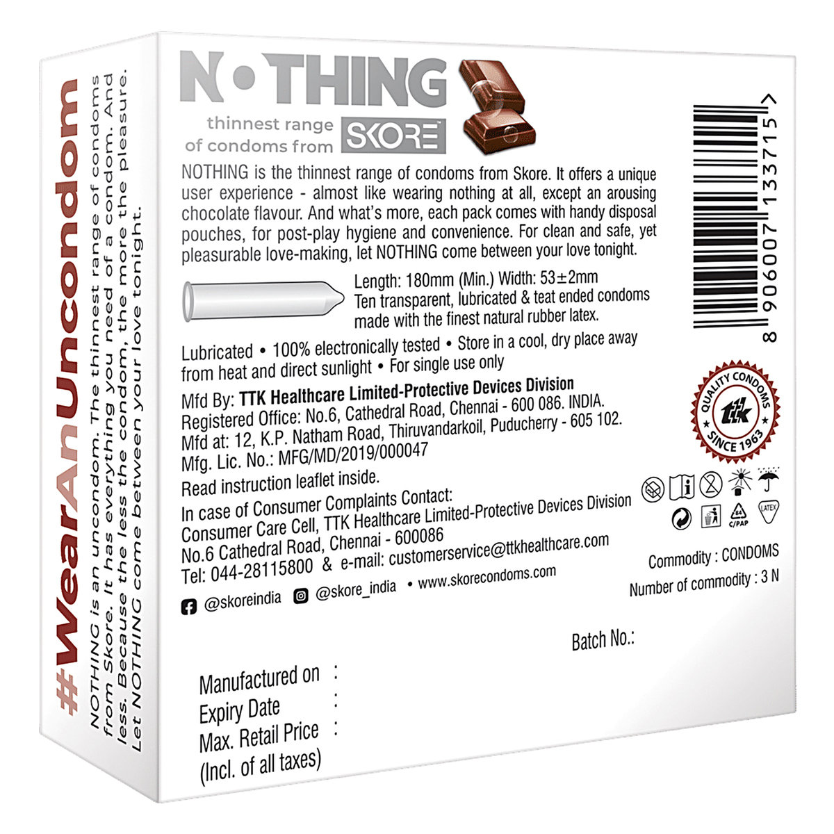 Skore Nothing Climax Delay Condoms, 3 Count, Pack of 1 Skore Nothing Climax Delay Condoms, 3 Count, Pack of 1