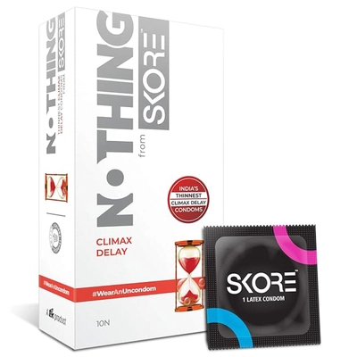 Skore Nothing Climax Delay Condoms, 10 Count, Pack of 1