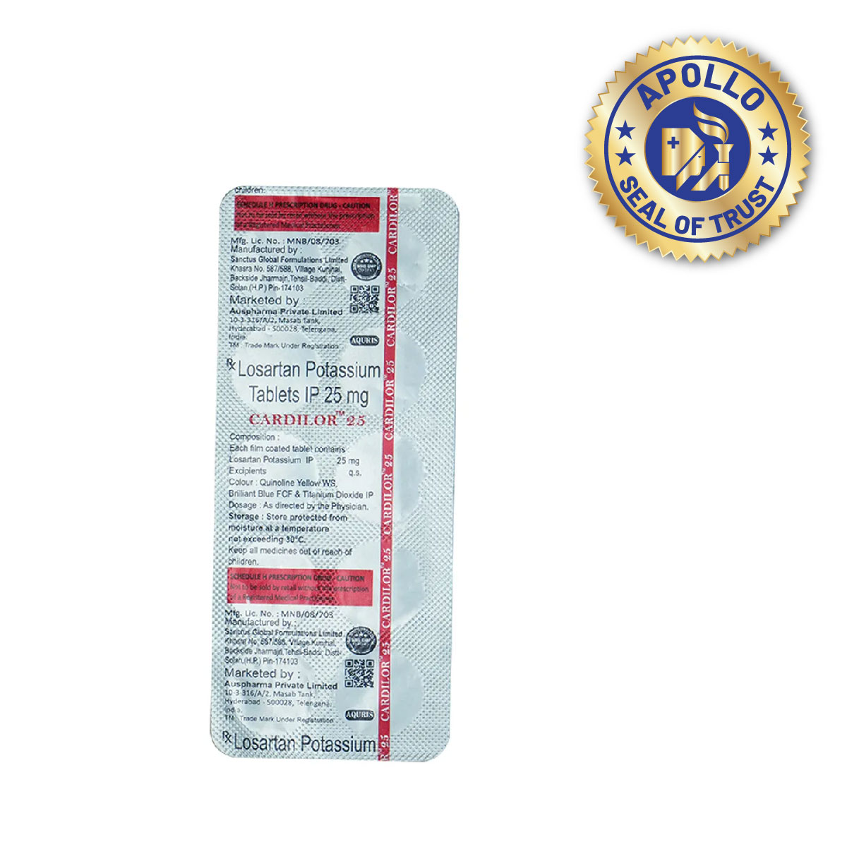 Buy Cardilor 25 Tablet 10's Online