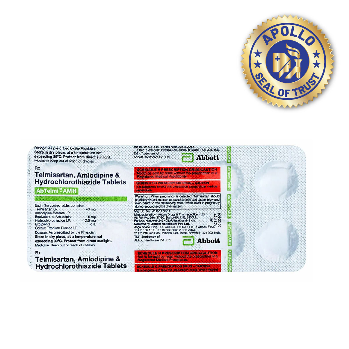 Abtelmi-AMH 40/5/12.5mg Tablet 10's, Pack of 10 TABLETS Abtelmi-AMH 40/5/12.5mg Tablet 10's, Pack of 10 TABLETS