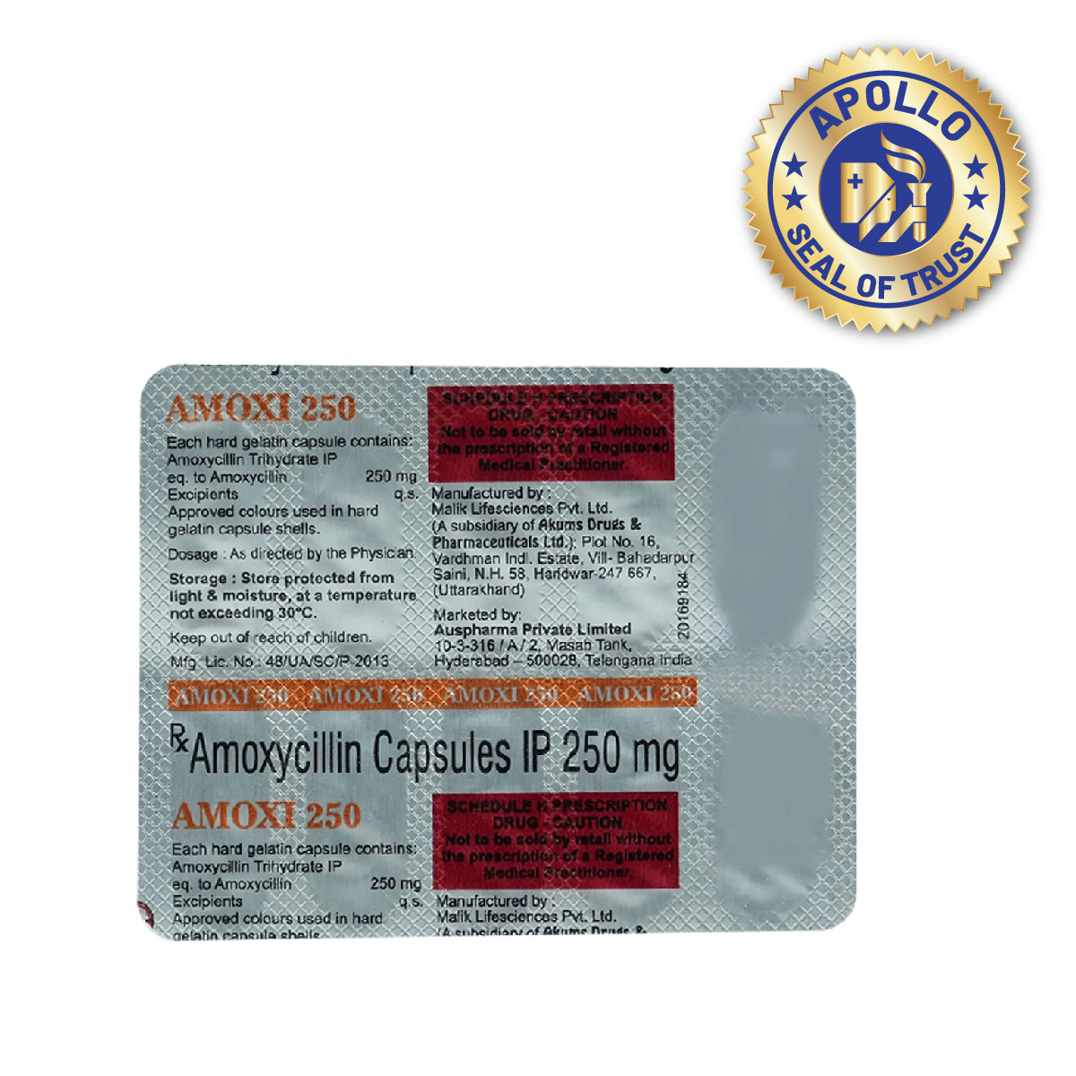 Amoxi 250 Capsule 10's, Pack of 10 CAPSULES Amoxi 250 Capsule 10's, Pack of 10 CAPSULES