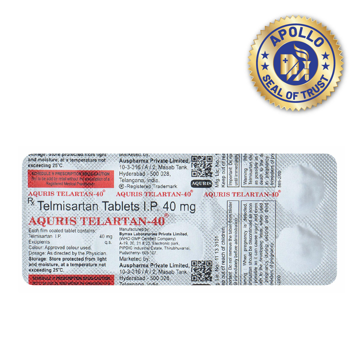 Aquris Telartan-40 Tablet 10's, Pack of 10 TabletS Aquris Telartan-40 Tablet 10's, Pack of 10 TabletS