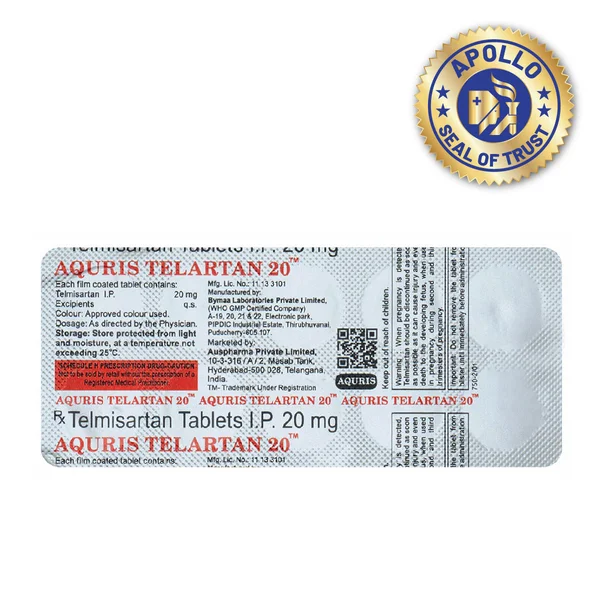 Aquris Telartan 20 mg Tablet 10's, Pack of 10 TabletS