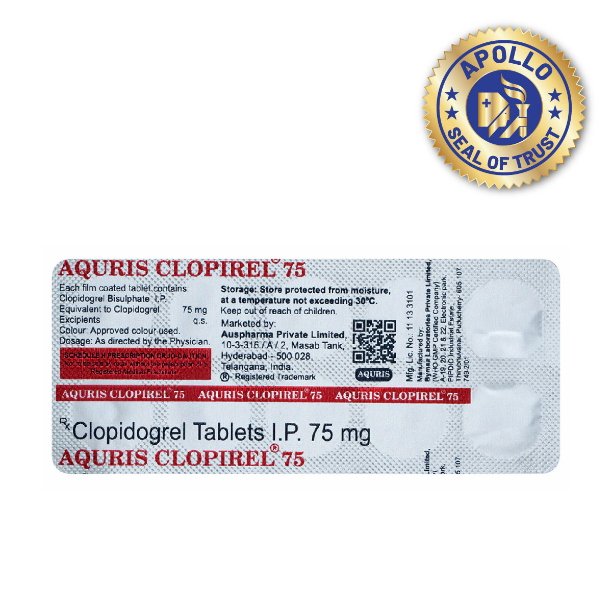 Aquris Clopirel 75 Tablet 10's, Pack of 10 TabletS Aquris Clopirel 75 Tablet 10's, Pack of 10 TabletS