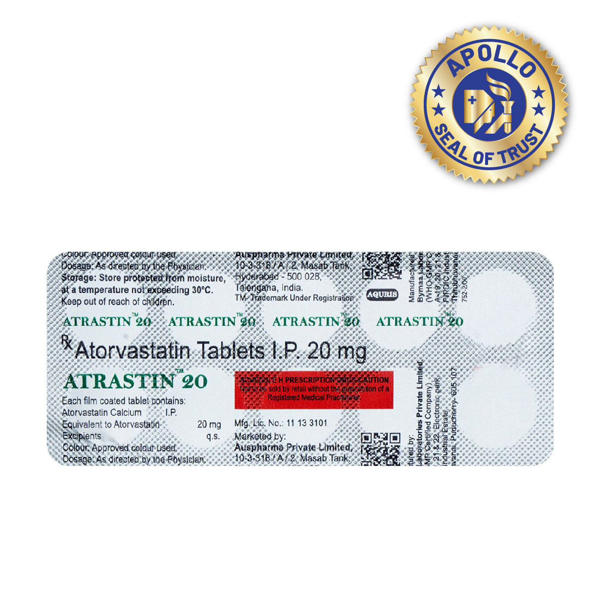 Atrastin 20 Tablet 10's, Pack of 10 TABLETS Atrastin 20 Tablet 10's, Pack of 10 TABLETS