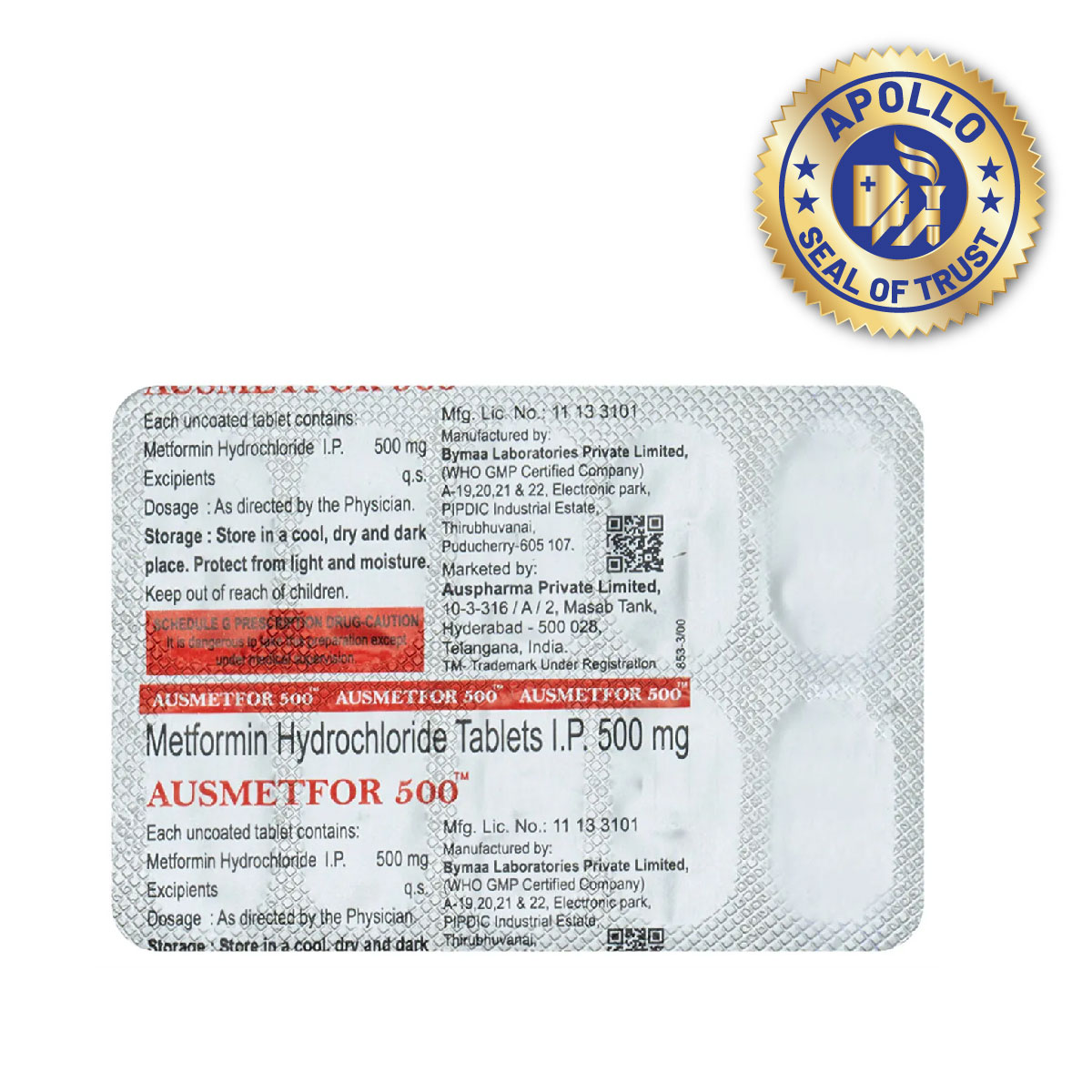 Ausmetfor 500 Tablet 10's, Pack of 10 TABLETS Ausmetfor 500 Tablet 10's, Pack of 10 TABLETS