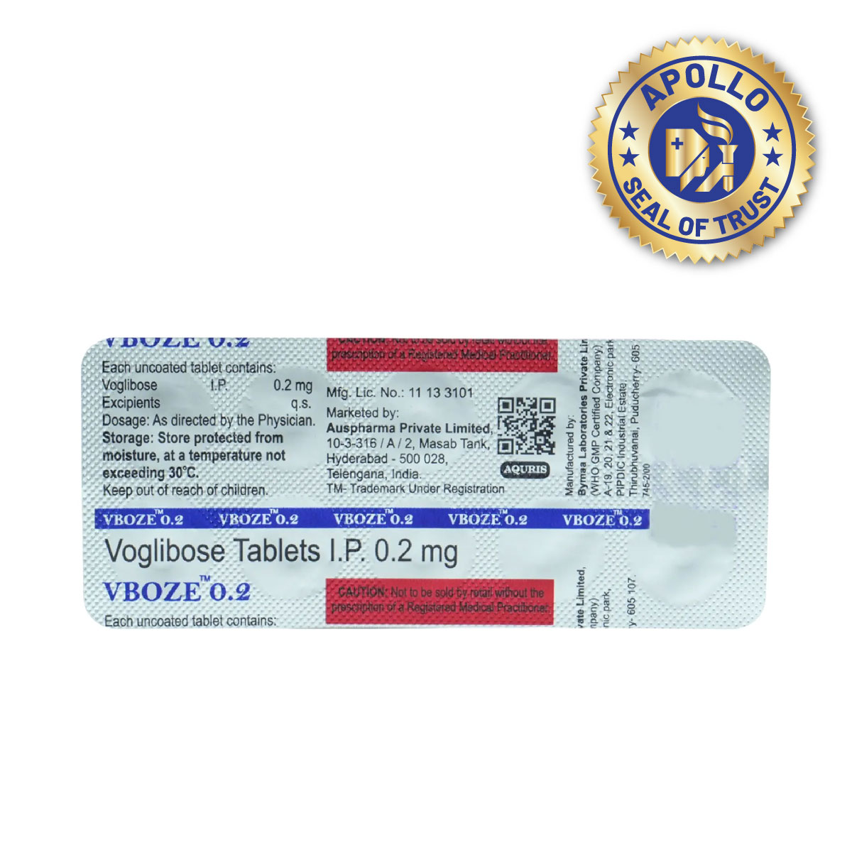 Vboze 0.2 Tablet 10's, Pack of 10 TabletS Vboze 0.2 Tablet 10's, Pack of 10 TabletS