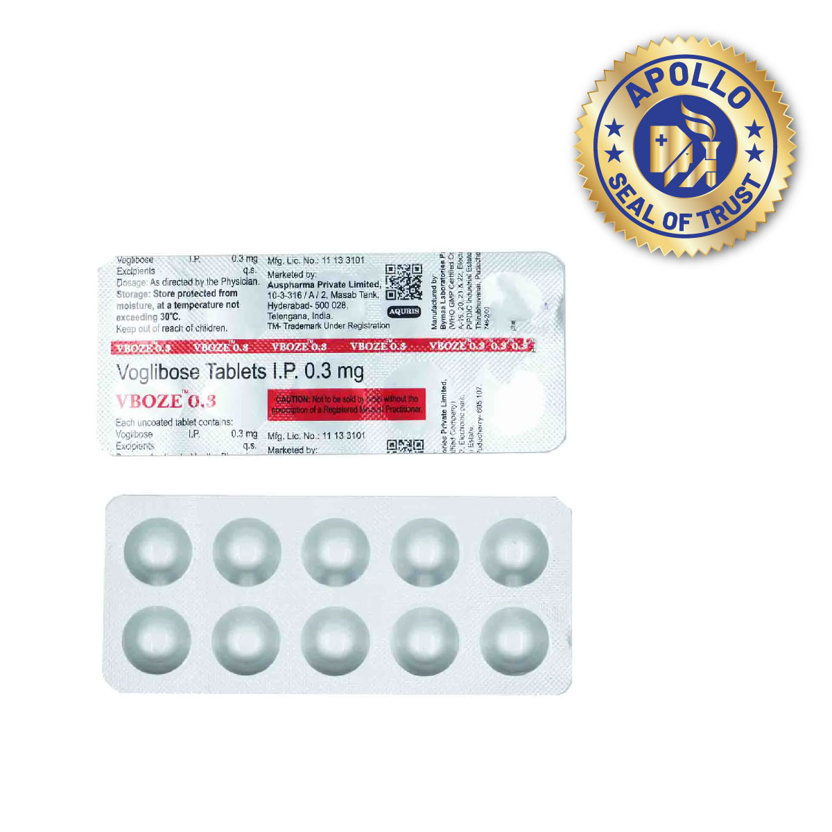 Vboze 0.3 Tablet 10's, Pack of 10 TabletS Vboze 0.3 Tablet 10's, Pack of 10 TabletS