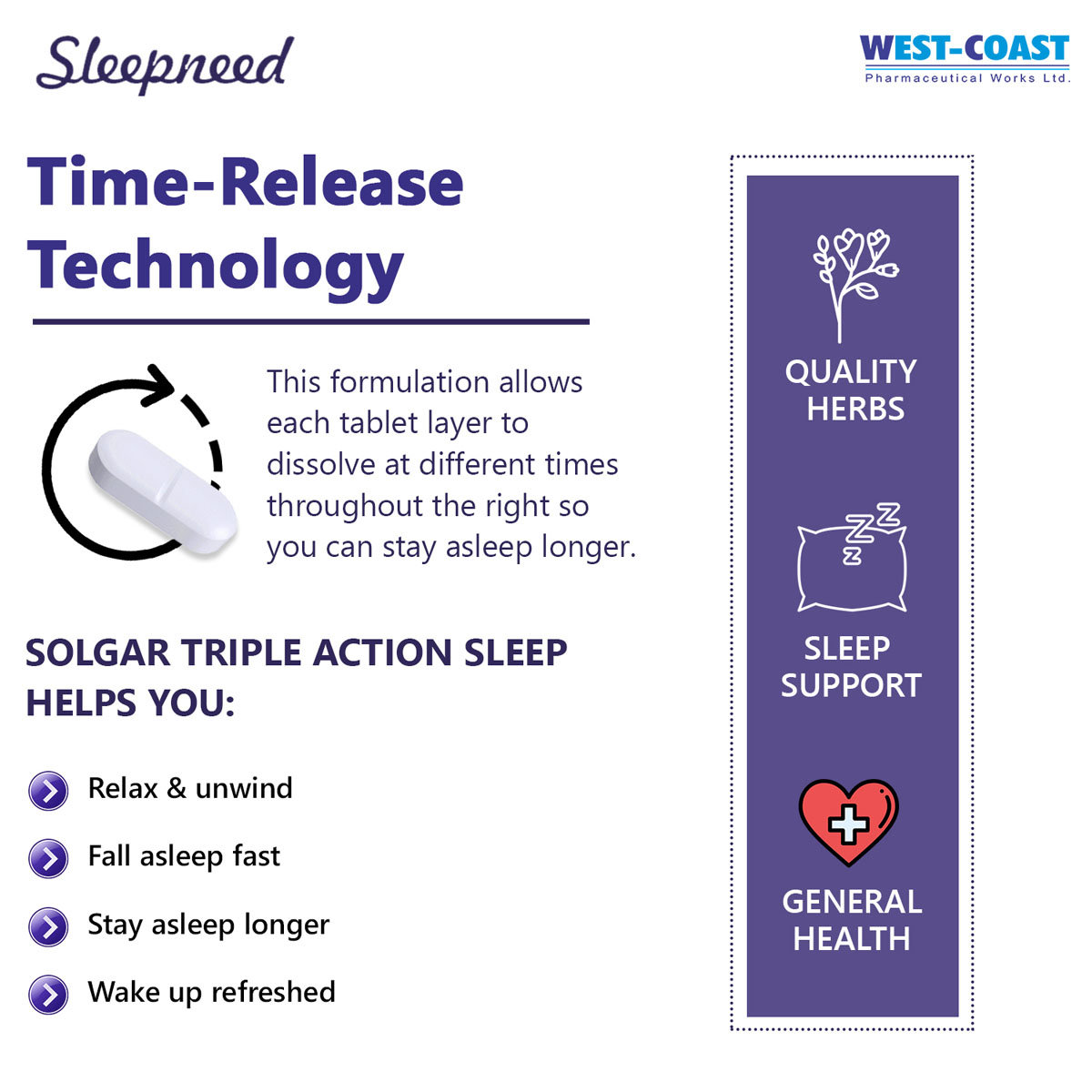 Westcoast Sleepneed Melatonin 5mg, 10 Tablets, Pack of 10 TabletS Westcoast Sleepneed Melatonin 5mg, 10 Tablets, Pack of 10 TabletS