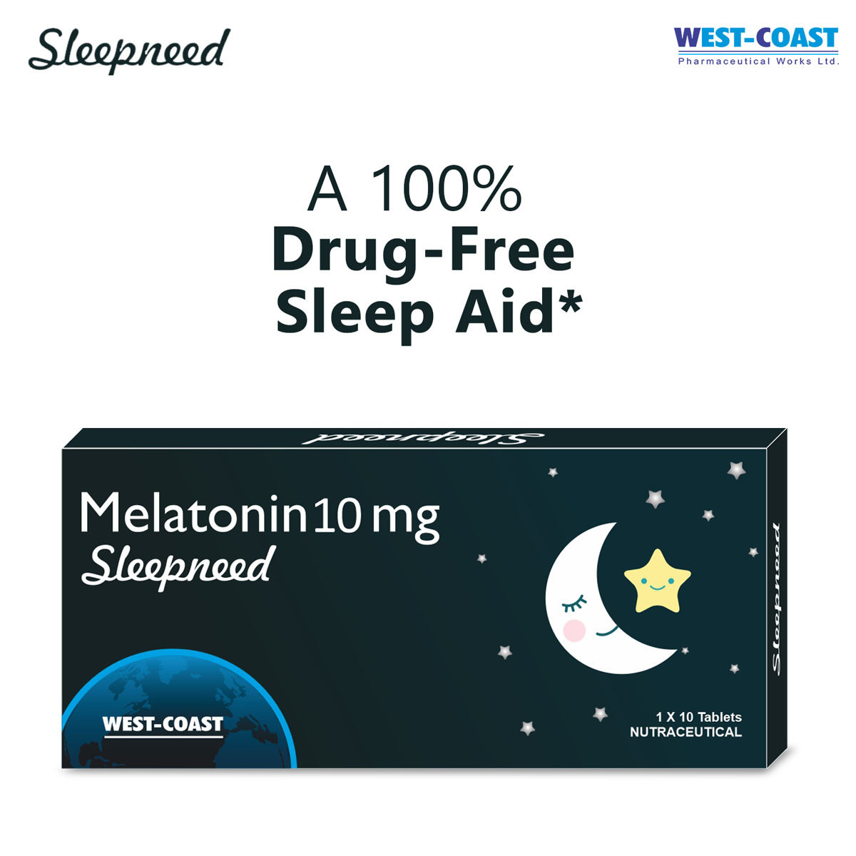 Westcoast Sleepneed Melatonin 10mg, 10 Tablets, Pack of 10 TabletS Westcoast Sleepneed Melatonin 10mg, 10 Tablets, Pack of 10 TabletS