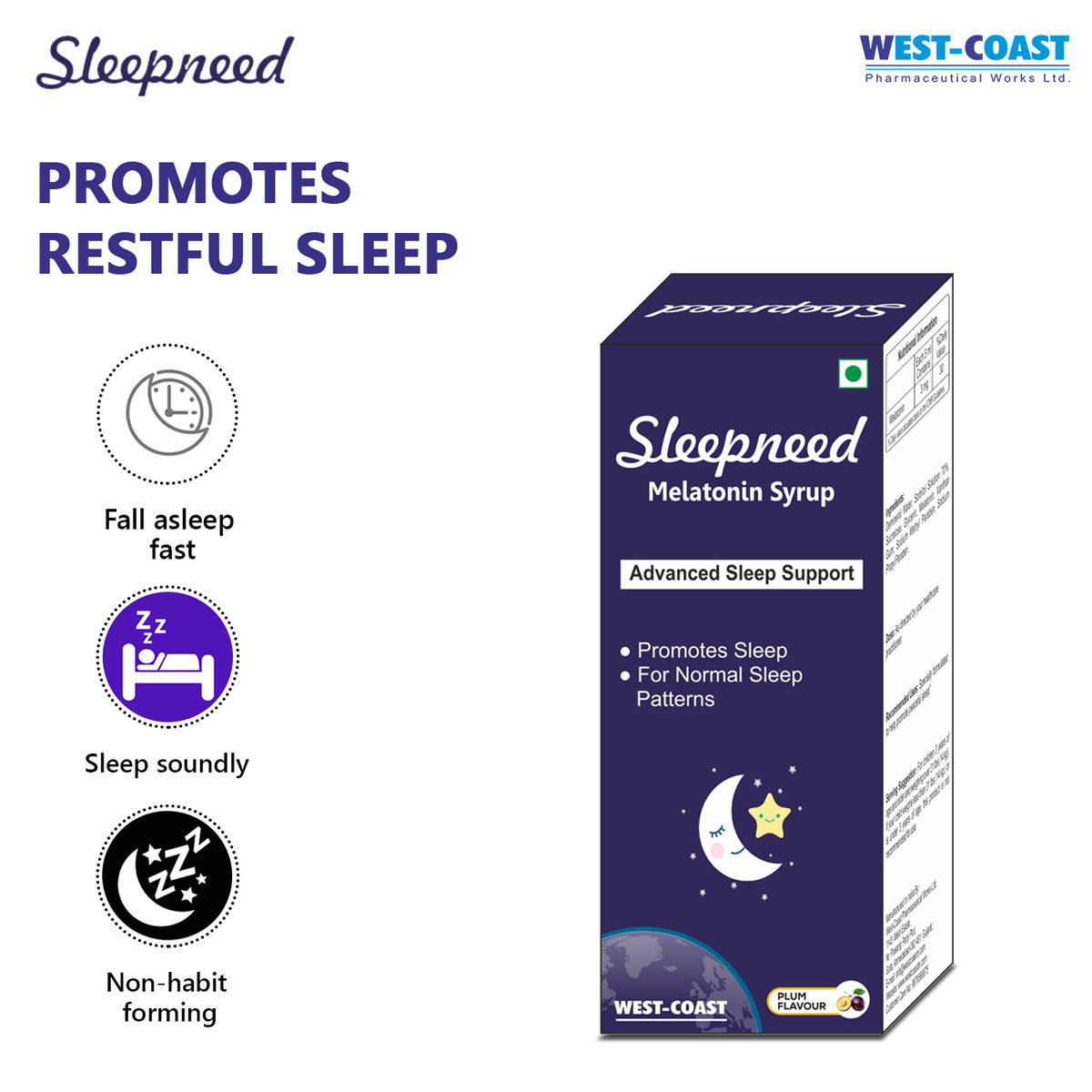 Westcoast Sleepneed Melatonin Syrup, 100 ml, Pack of 1 Syrup Westcoast Sleepneed Melatonin Syrup, 100 ml, Pack of 1 Syrup