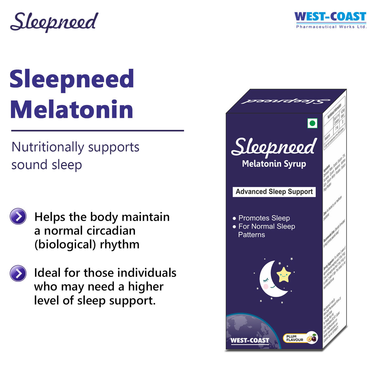 Westcoast Sleepneed Melatonin Syrup, 100 ml, Pack of 1 Syrup Westcoast Sleepneed Melatonin Syrup, 100 ml, Pack of 1 Syrup