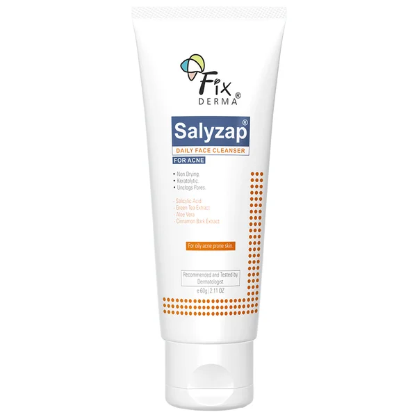 Fixderma 2% Salicylic Acid Salyzap Face Cleanser, 60g - For Oily & Acne Prone Skin Face Wash