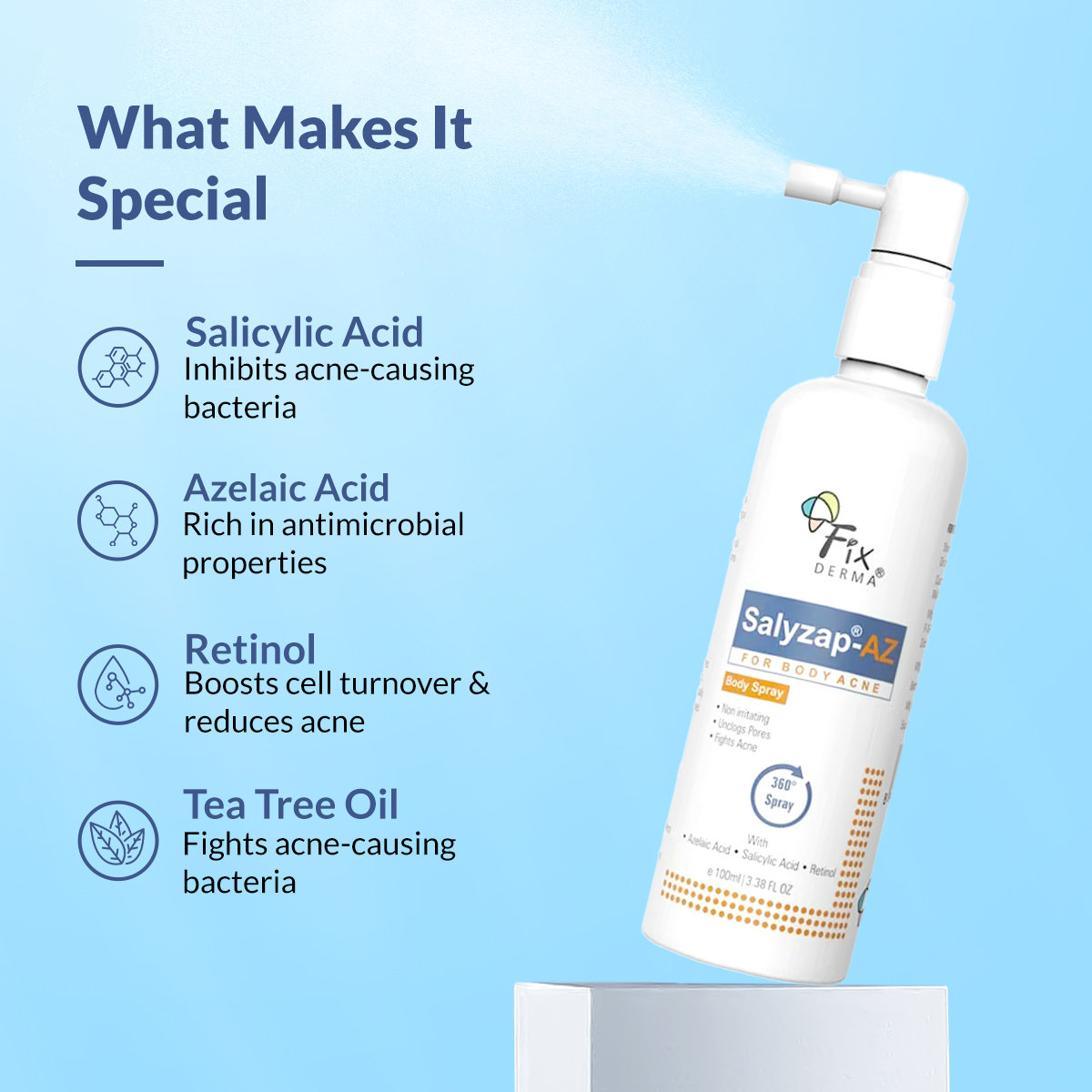 Fixderma Salyzap-Az Body Spray, 100 ml, Pack of 1 Fixderma Salyzap-Az Body Spray, 100 ml, Pack of 1