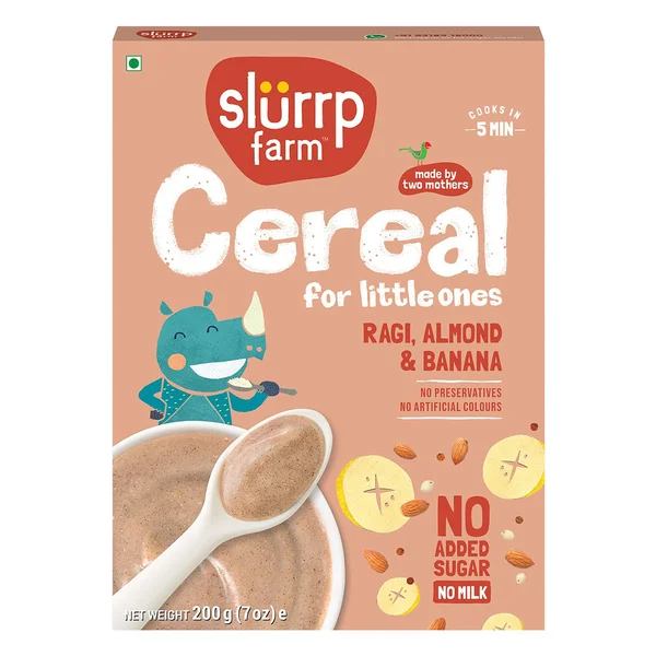 Slurrp Farm Ragi, Almond &amp; Banana Cereal, 200 gm, Pack of 1