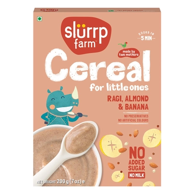 Slurrp Farm Ragi, Almond &amp; Banana Cereal, 200 gm, Pack of 1