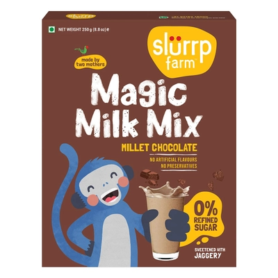 Slurrp Farm Magic Milk Mix Millet Chocolate Flavour Powder, 250 gm, Pack of 1