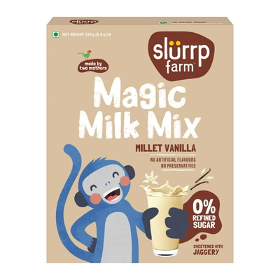 Slurrp Farm Magic Milk Mix Millet Vanilla Flavour Powder, 250 gm, Pack of 1