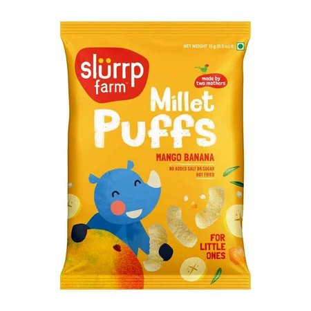 Slurrp Farm Millet Puffs Mango Banana, 15 gm