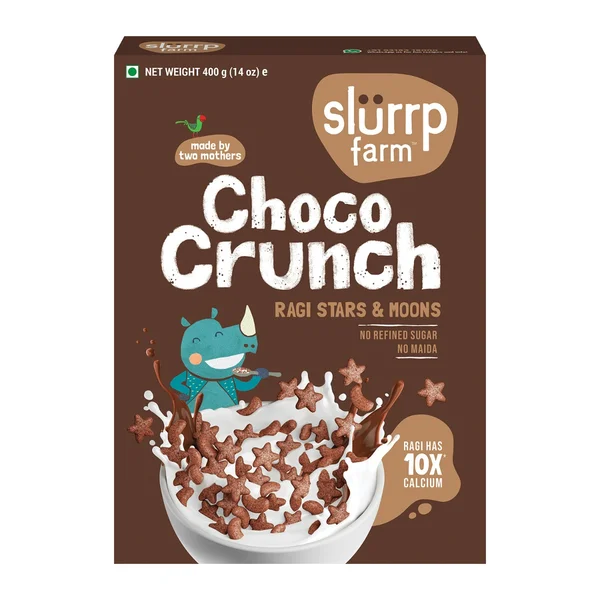 Slurrp Farm Choco Crunch Ragi Stars &amp; Moons, 400 gm, Pack of 1