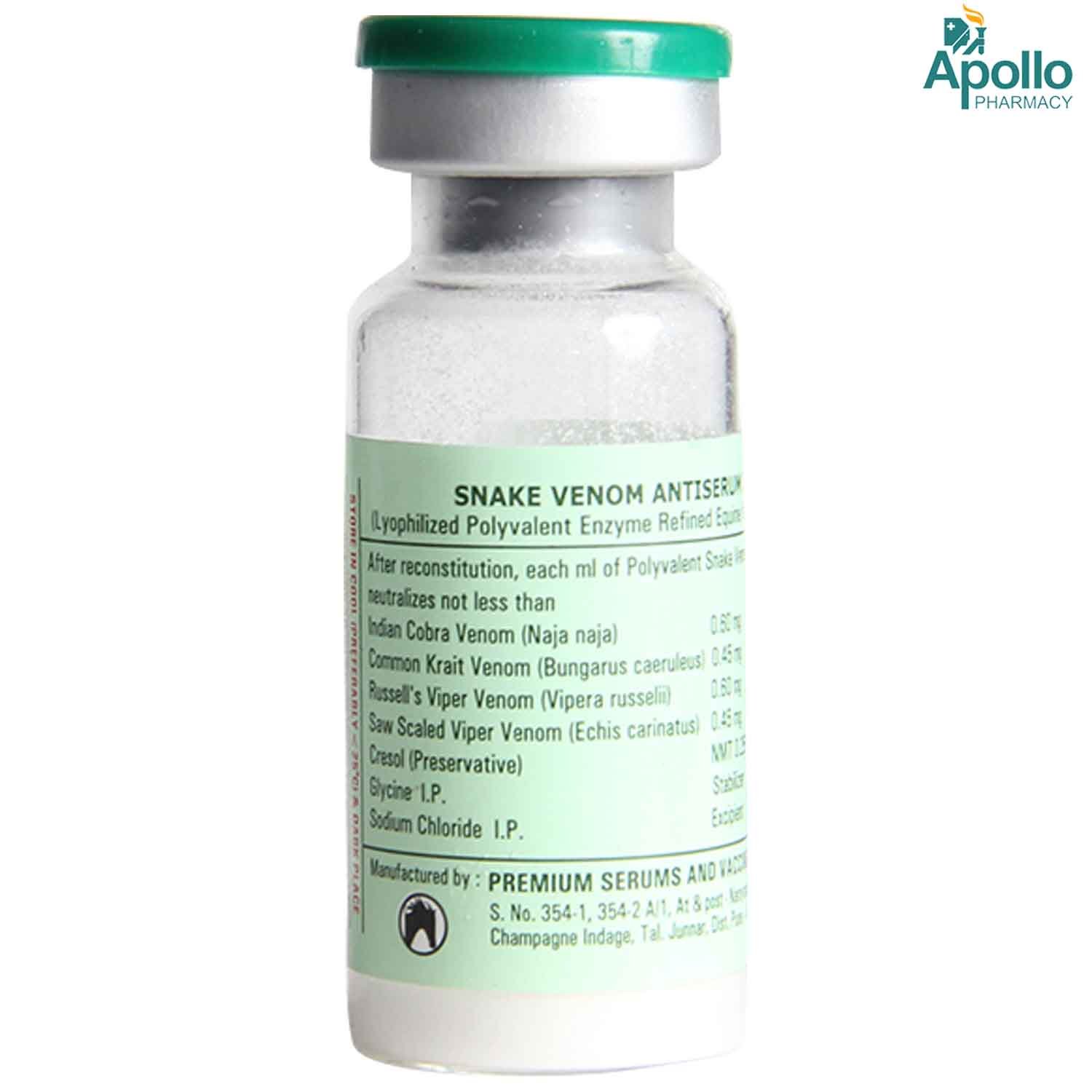 Snake Venom Antiserum Injection 10 ml, Pack of 1 Snake Venom Antiserum Injection 10 ml, Pack of 1