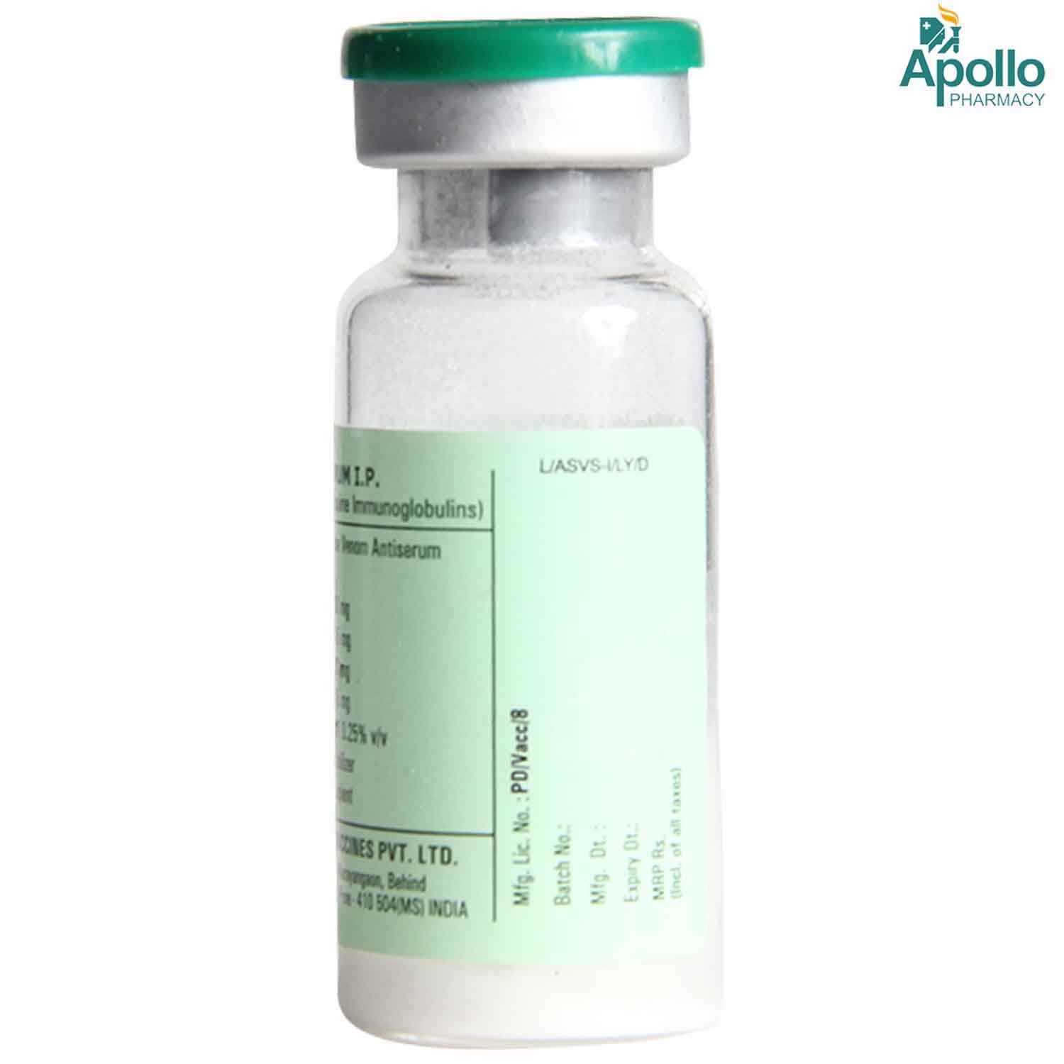 Snake Venom Antiserum Injection 10 ml, Pack of 1 Snake Venom Antiserum Injection 10 ml, Pack of 1