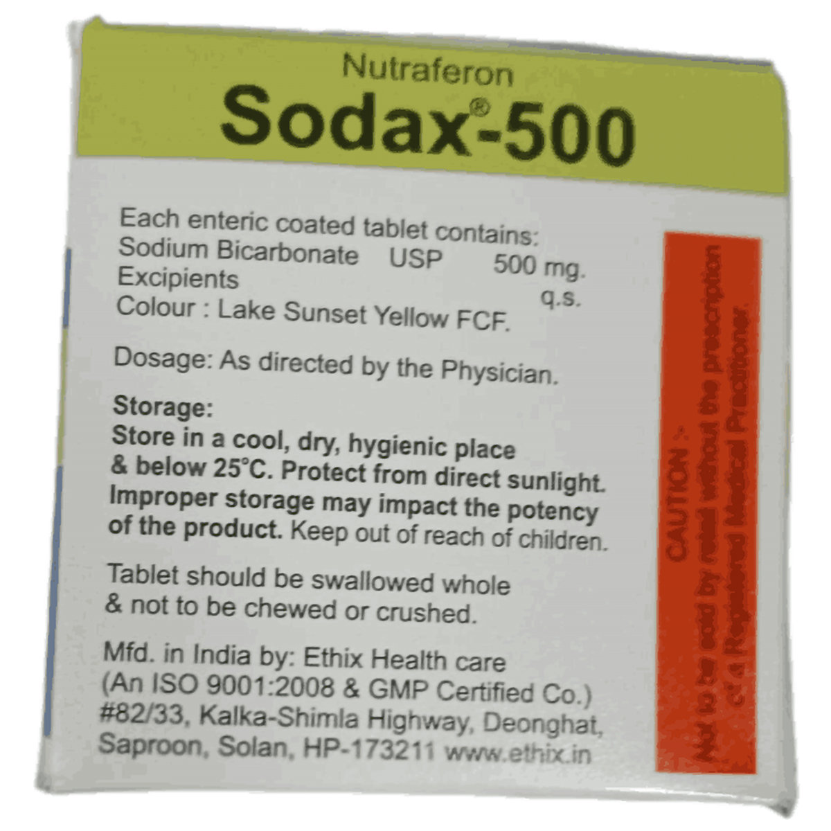Sodax 500 Tablet 10's, Pack of 10 TabletS Sodax 500 Tablet 10's, Pack of 10 TabletS