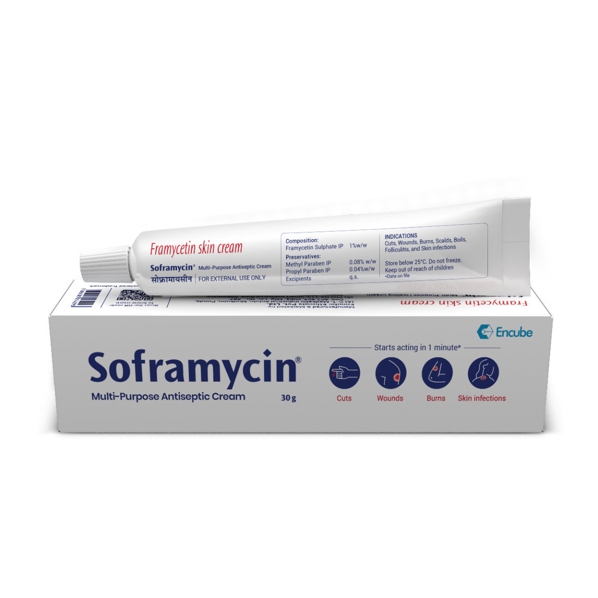 Soframycin Multi-Purpose Antiseptic Cream for Cuts, Wounds, Burns & Skin Infections, 30 gm, Pack of 1 CREAM Soframycin Multi-Purpose Antiseptic Cream for Cuts, Wounds, Burns & Skin Infections, 30 gm, Pack of 1 CREAM