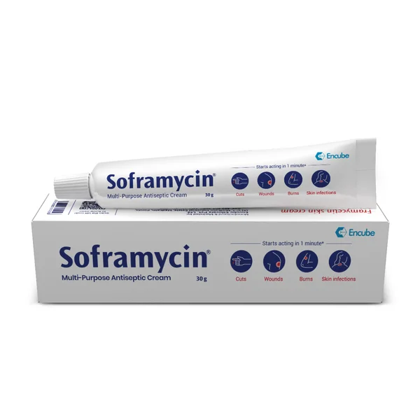 Soframycin Multi-Purpose Antiseptic Cream for Cuts, Wounds, Burns &amp; Skin Infections, 30 gm, Pack of 1 CREAM