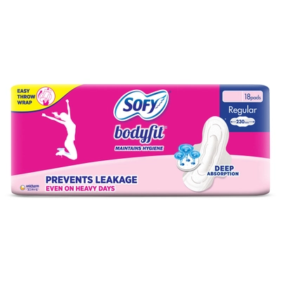 Sofy Bodyfit Sanitary Pads Regular, 18 Count, Pack of 1