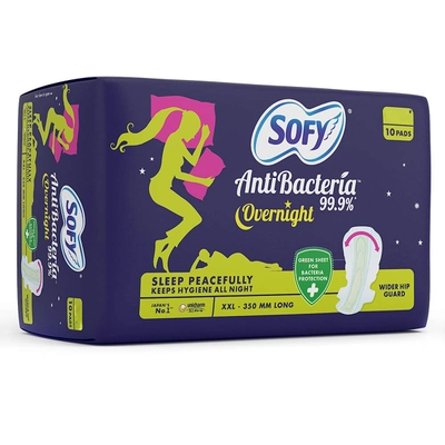 Sofy Anti Bacteria Overnight Sanitary Pads XXL, 10 Count, Pack of 1